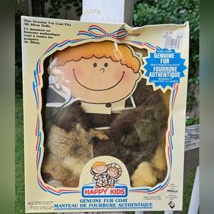 Vintage Happy Kids Genuine Fur Coat Doll Clothes. Remco. 1984.